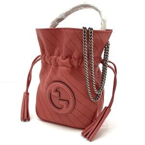 GUCCI Bucket Bag Chain Shoulder Handbag Pink